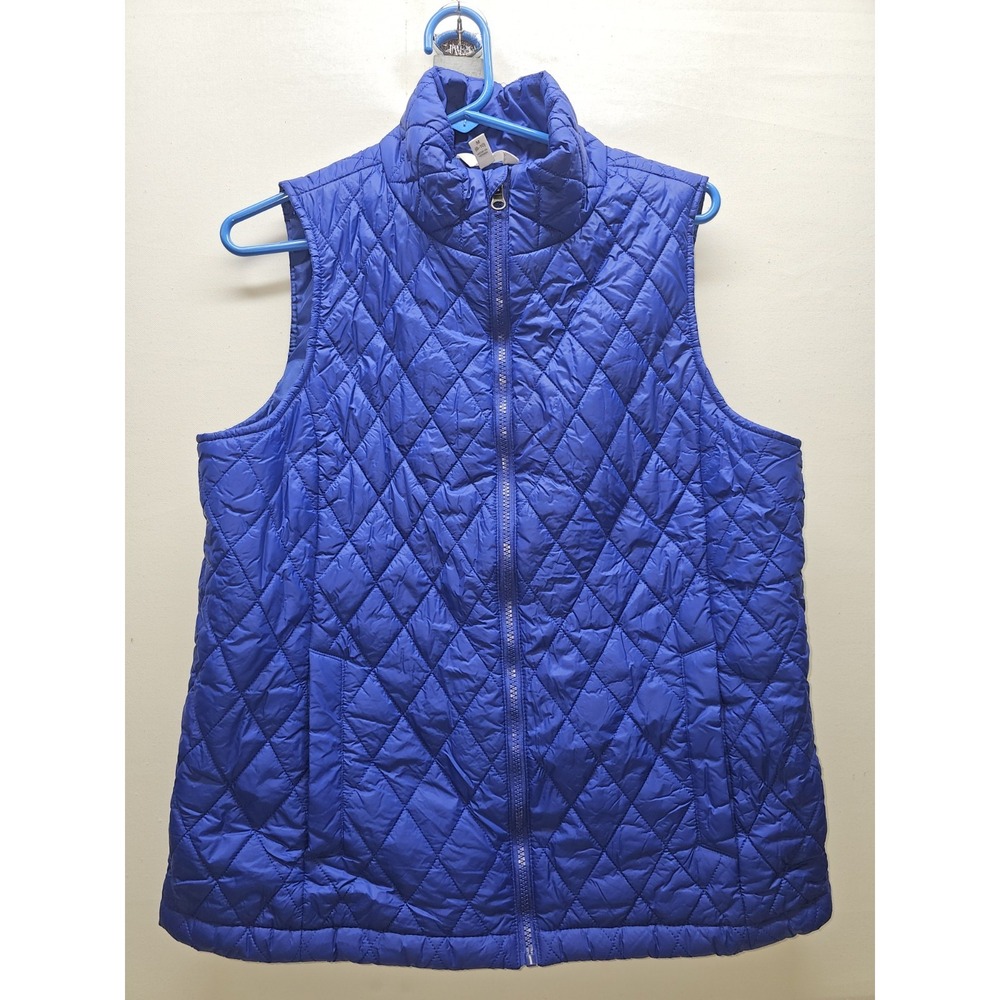 Time and Tru Womens M Royal Blue Quilted Puffer Vest Gorpcore Fall Basic